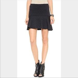 David Lerner Quilted Flounce Black Stretch Skirt Size XS